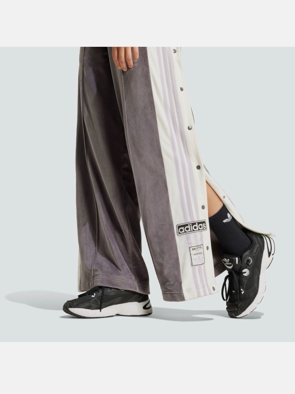 adidas Lavender Snap-Open Track Pants with White Side Panels - Picture 3 of 10